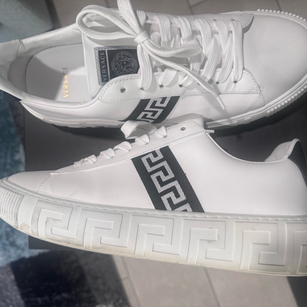 Versace Greco White and Black Men's Sneakers